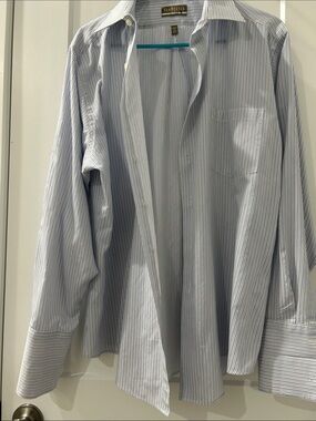 Van Heusen Light Blue and White Pinstripe Dress Shirt